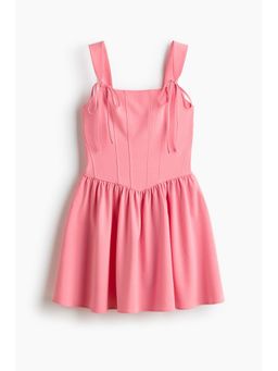 H&M - Women Pink Flared-Skirt Tie-Detail Dress