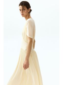 H&M - Women Yellow Sheer Jersey Midi Dress
