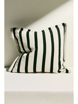 H&M - White Patterned Canvas Cushion Cover