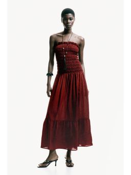 H&M - Women Red Smocked Bandeau Dress