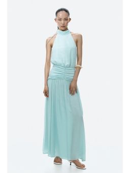 H&M - Women Turquoise Draped Halterneck Dress