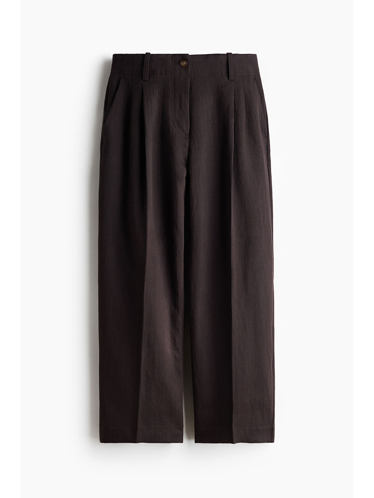 h&m Women Brown Ankle-Length Twill Trousers-picture-42