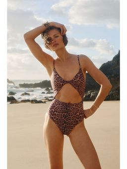 H&M - Women Beige Padded-Cup High Leg Swimsuit
