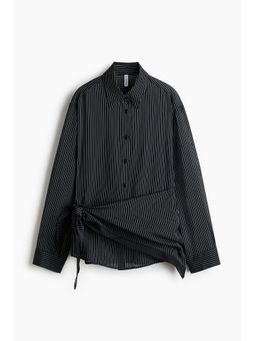 H&M - Women Black Scarf-Detail Shirt