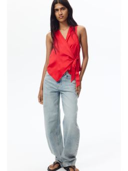 H&M - Women Red Wrapover Handkerchief Top