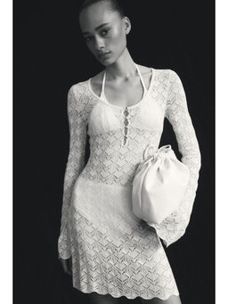 H&M - Women Beige Crochet-Look Mini Dress