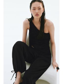 H&M - Women Black Drawstring-Detail Balloon Trousers