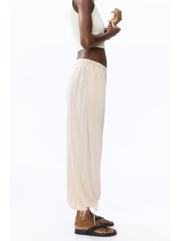 H&M - Women Beige Drawstring-Detail Balloon Trousers