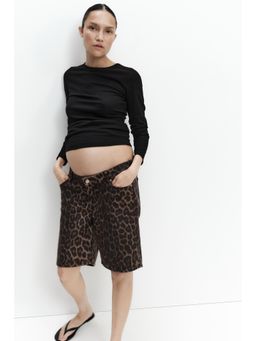 H&M - Women Brown MAMA Denim Bermuda Shorts