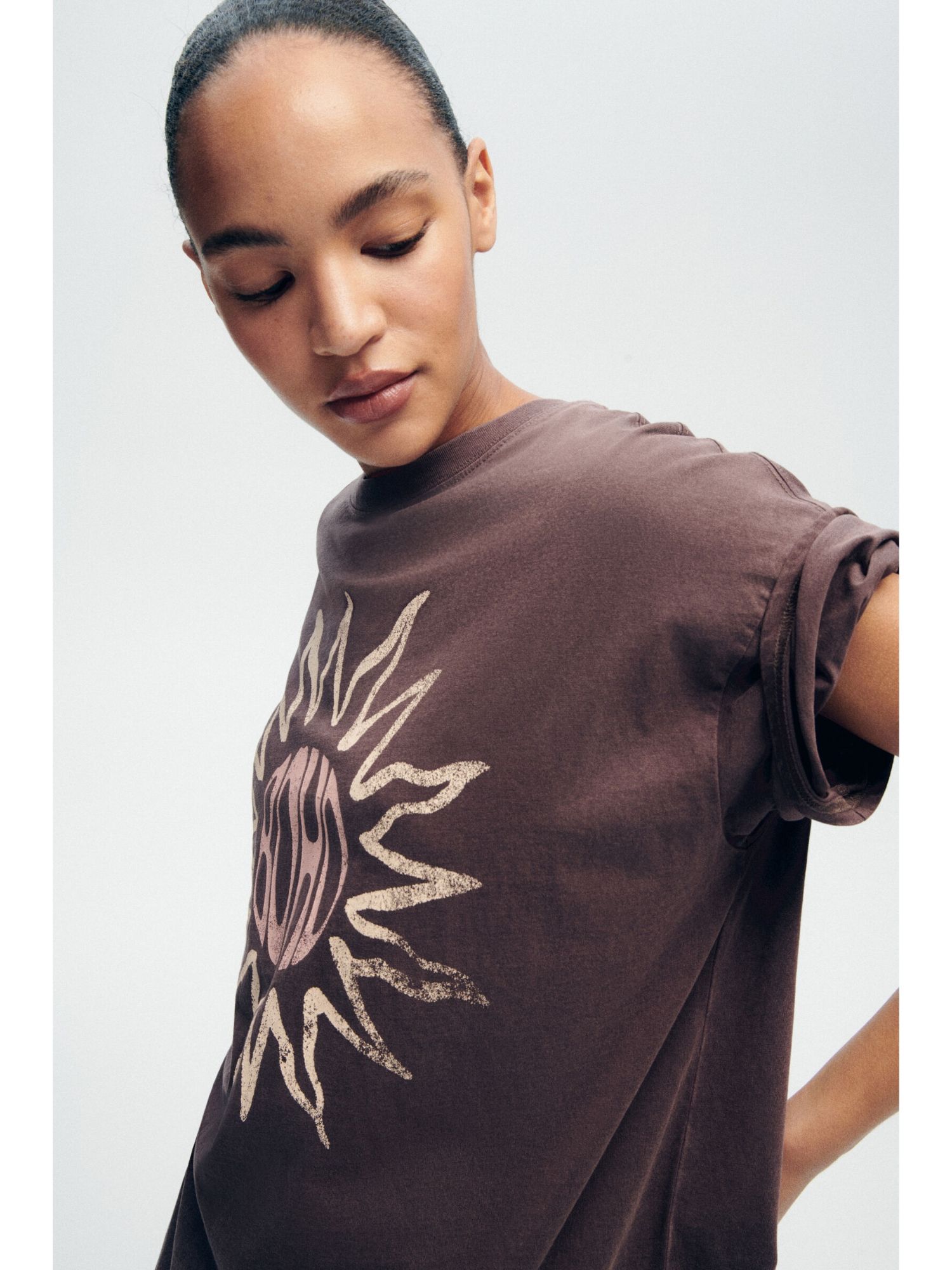h&m Women Brown Oversized Printed T-Shirt-picture-14
