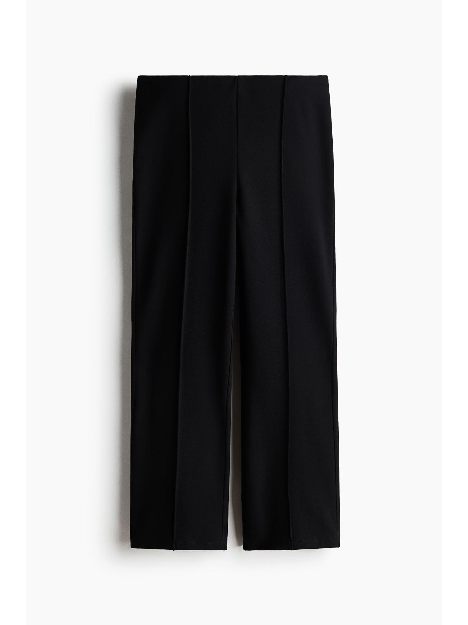 h&m Women Black Viscose-Blend Capri Trousers-picture-11