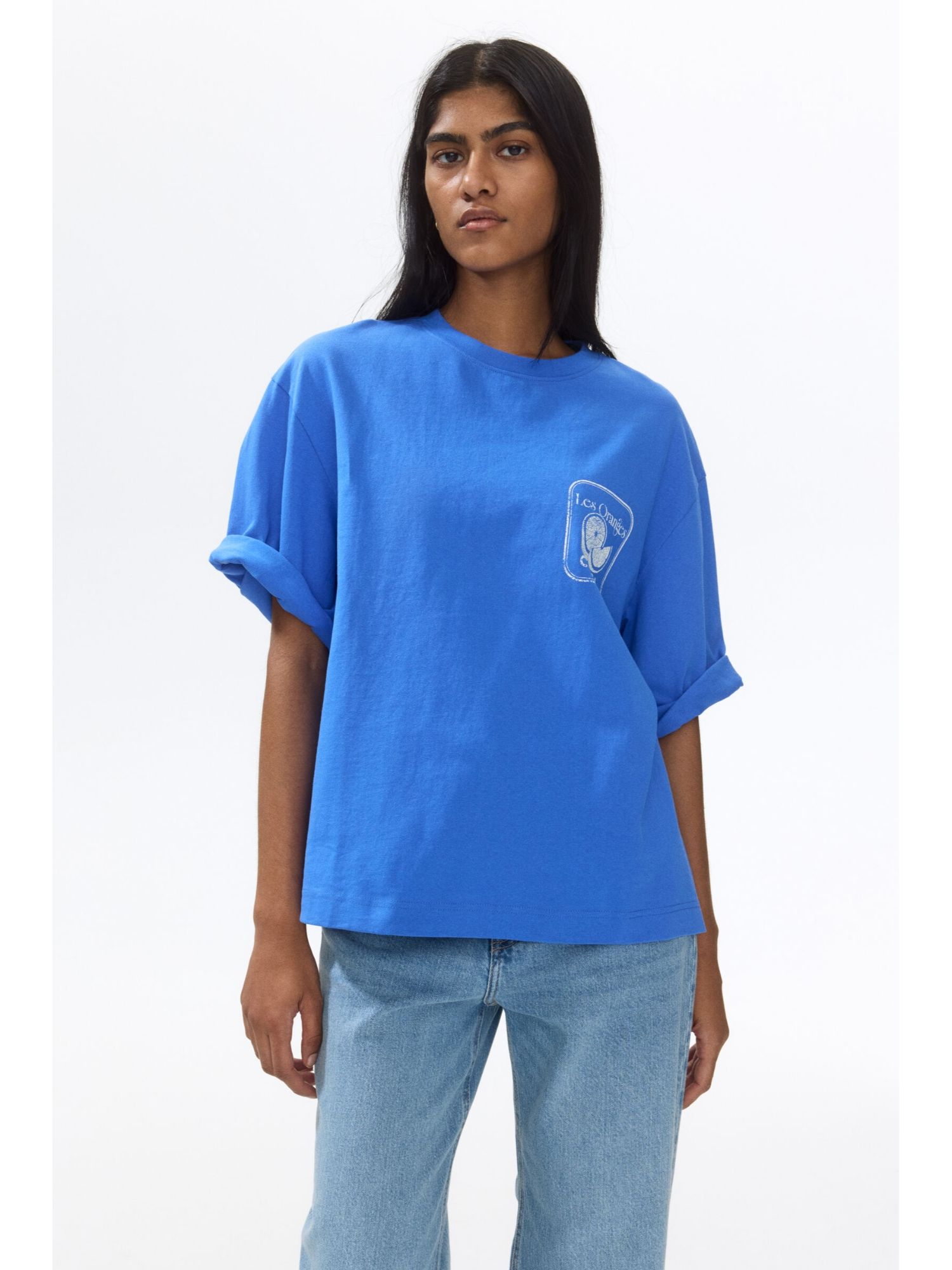 h&m Women Blue Oversized Cotton T-Shirt-picture-35