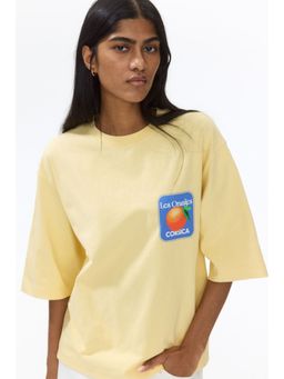 H&M - Women Yellow Oversized Cotton T-Shirt