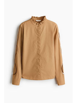 H&M - Women Beige Broderie Anglaise Cotton Blouse
