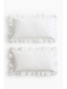 H&M - White 2-Pack Frill-Trimmed Pillowcases