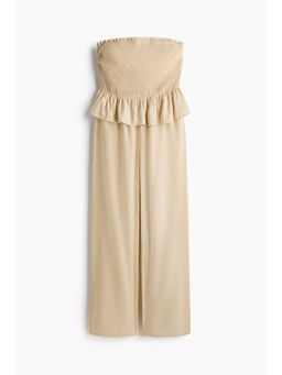H&M - Women Beige Smocked Bandeau Jumpsuit