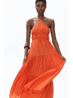H&M - Women Orange Tiered Halter Neck Dress