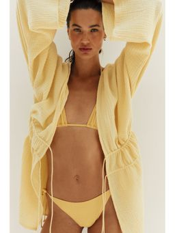 H&M - Women Yellow Cotton Muslin Beach Kaftan