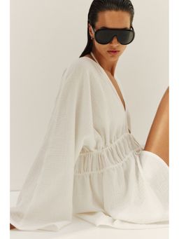 H&M - Women White Cotton Muslin Beach Kaftan