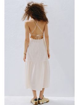 H&M - Women White Tiered Tie-Back Dress