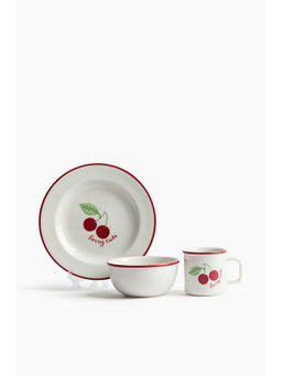 H&M - White 3-Piece Children'S Porcelain Tableware Set