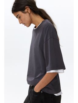 H&M - Women Grey Loose-Fit T-Shirt