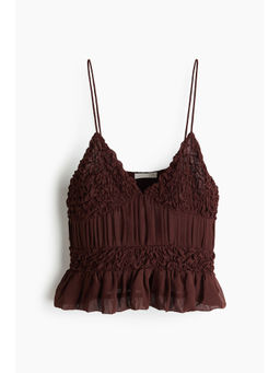 H&M - Women Brown Ruched Chiffon Strappy Top