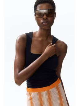 H&M - Women Black Square-Neck Vest Top