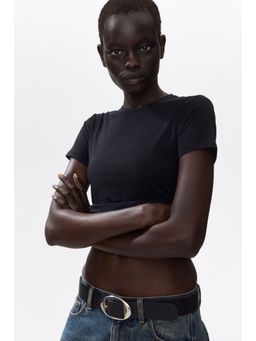 H&M - Women Black Fitted Stretch T-Shirt