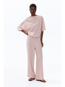 H&M - Women Pink Crinkled Boat-Neck Top