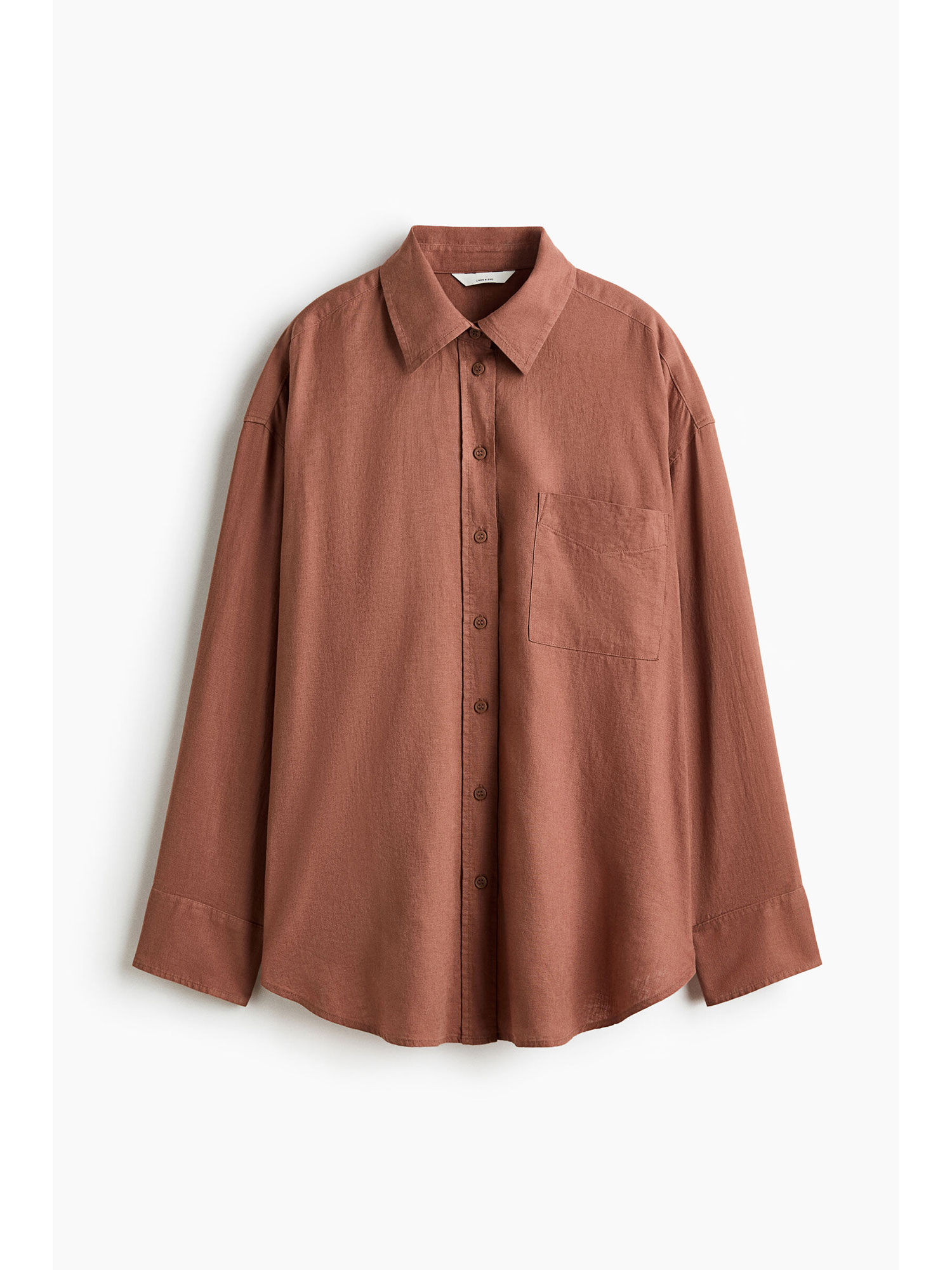 h&m Women Brown Oversized Linen-Blend Shirt-picture-17