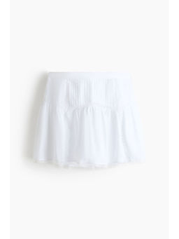 H&M - Women White Lace-Trimmed Cotton Skirt
