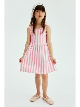 H&M - Girls Pink Printed Cotton Dress