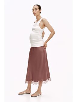 H&M - Women Pink MAMA Lace-Trimmed Slip Skirt