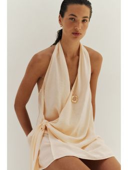 H&M - Women Orange Halter Neck Wrapover Beach Dress