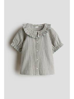 H&M - Girls Beige Frill-Collared Cotton Blouse