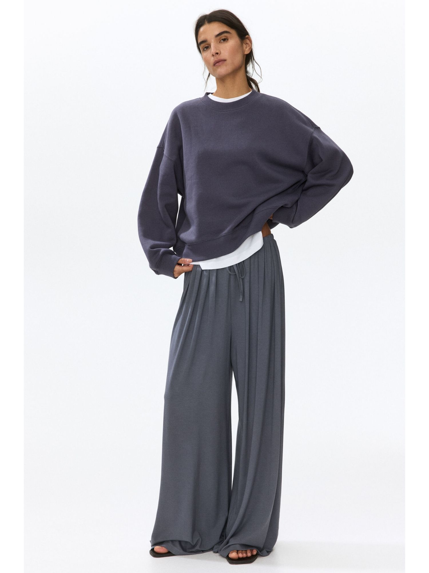 h&m Women Grey Jersey Drawstring Trousers-picture-12