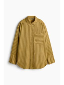 H&M - Women Beige Oversized Linen-Blend Shirt