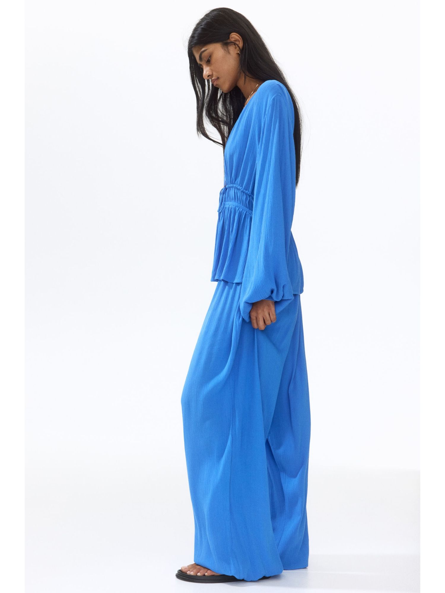 h&m Women Blue Viscose Balloon Trousers-picture-8