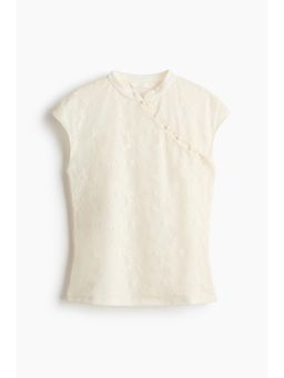 H&M - Women White Cap-Sleeved Lace Top
