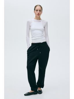 H&M - Women Black Cotton-Blend Sweatpants