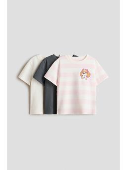 H&M - Girls Pink 3-Pack Printed Jersey Tops