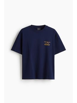 H&M - Men Blue Loose Fit Printed T-Shirt