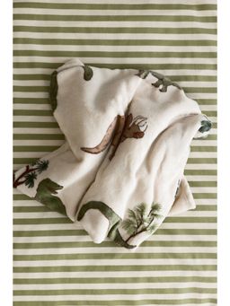 H&M - Beige Patterned Fleece Blanket