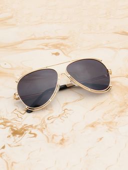 TED SMITH - Metal Black Pilot Sunglass for Unisex-Aeronaut_C3 (62)