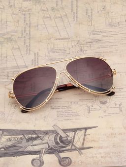 TED SMITH - Metal Brown Pilot Sunglass for Unisex-Aeronaut_C4 (62)
