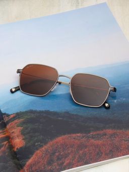 TED SMITH - Metal Brown Square Sunglass for Unisex-Sun-Thinray 1_C3 (52)