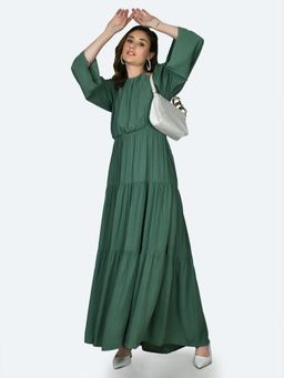 Zink London - Womens Green Solid Maxi Dress