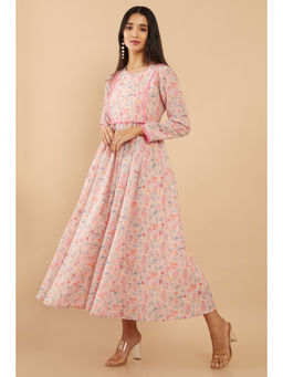 Soch - Peach Muslin Digital Print Flared Fit Kurta