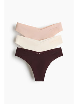 H&M - Women Brown 3-pack sports thong briefs with DryMove